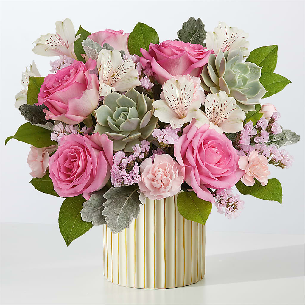 Dusty Rose Bouquet with Ivory Vase – Floral Boutique, Lynnfield MA