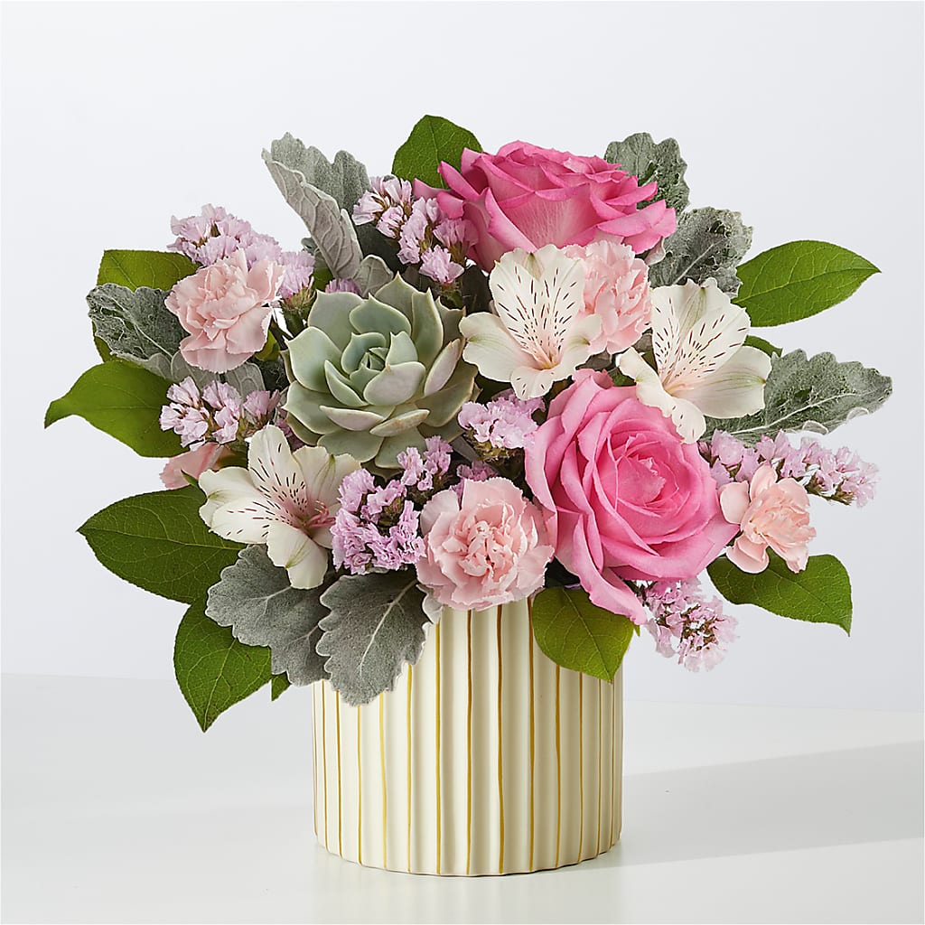 Dusty Rose Bouquet with Ivory Vase – Floral Boutique, Lynnfield MA