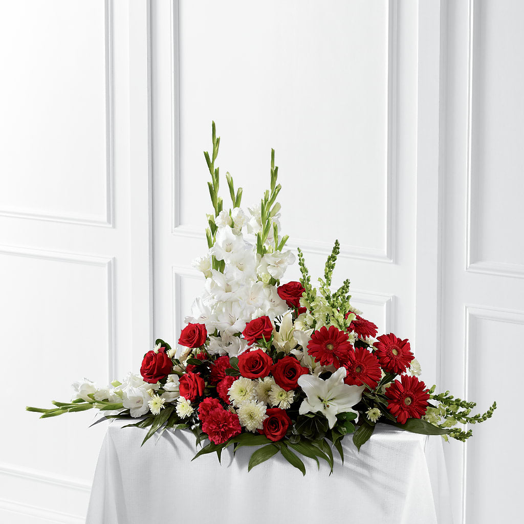 Crimson & White Arrangement – Floral Boutique, Lynnfield MA