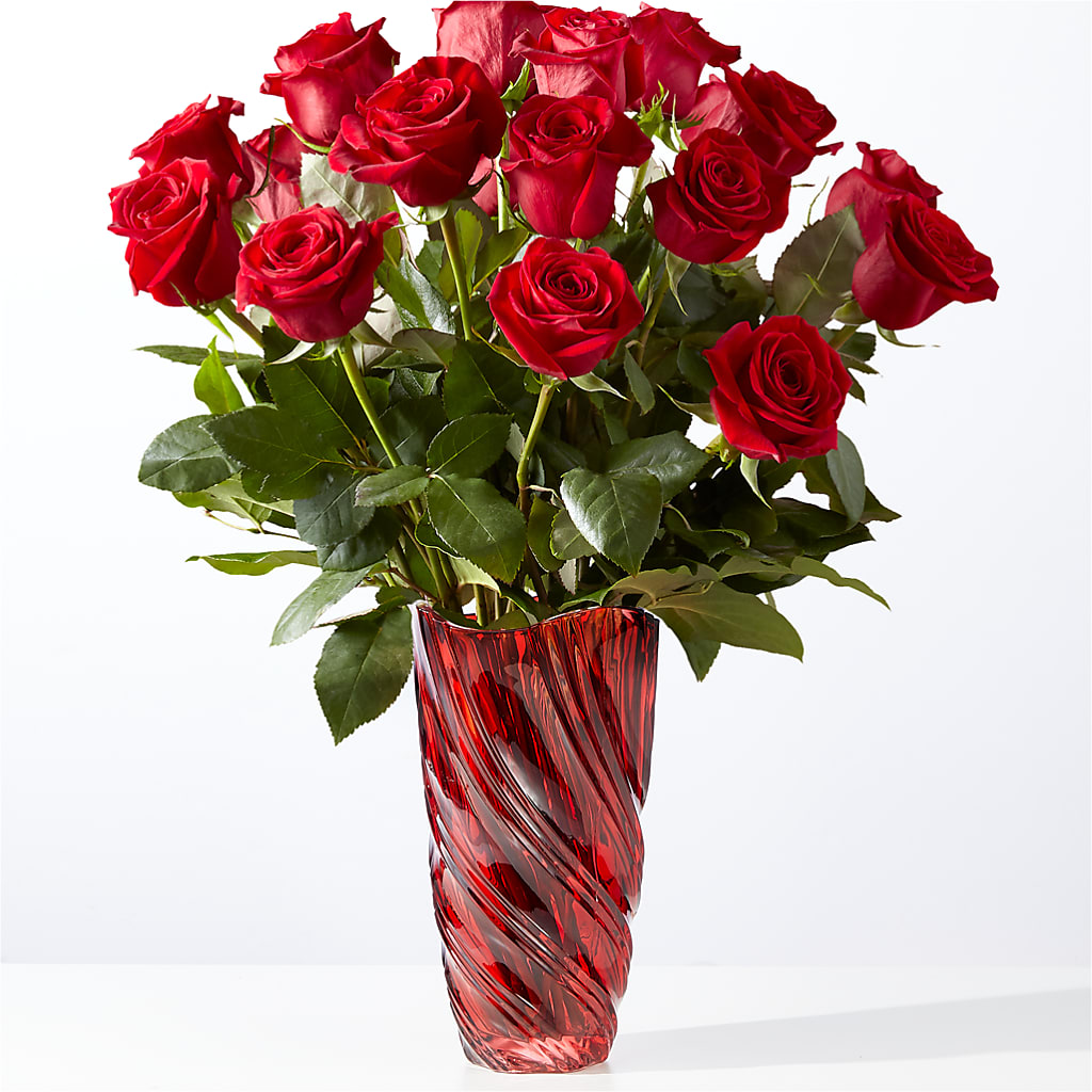 Classic Love Red Rose Bouquet with Luxe Swirl Vase – Floral Boutique, Lynnfield MA