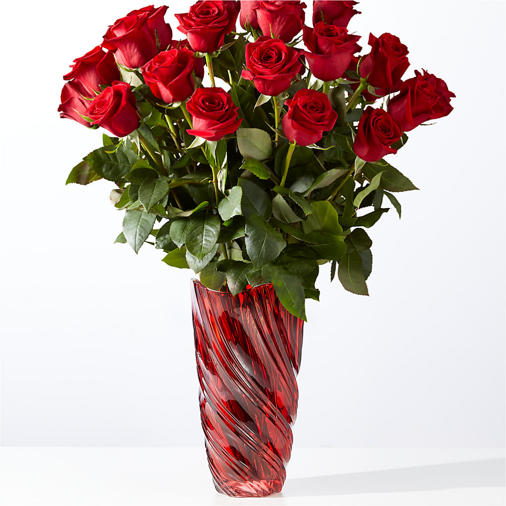 Classic Love Red Rose Bouquet with Luxe Swirl Vase – Floral Boutique, Lynnfield MA