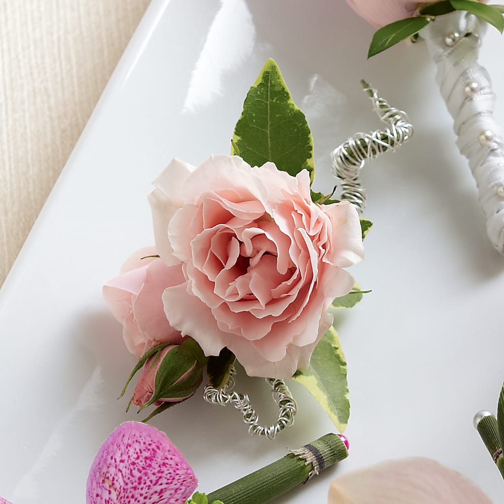 Pink Spray Rose Boutonniere – Floral Boutique, Lynnfield MA