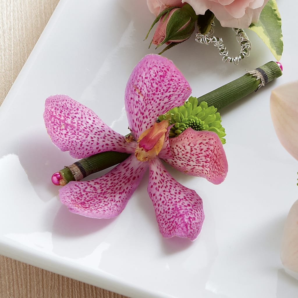 Pink Mokara Boutonniere – Floral Boutique, Lynnfield MA