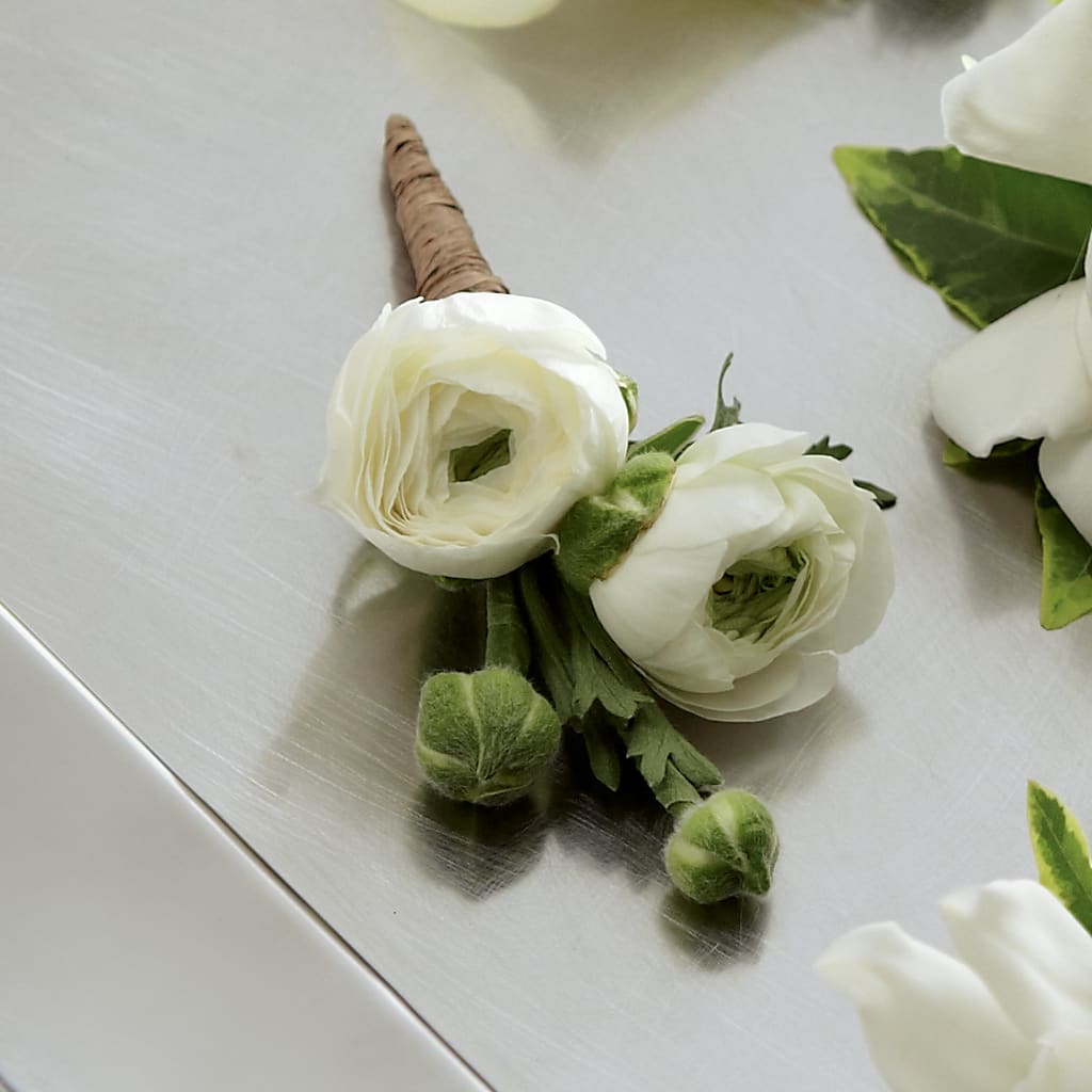 White Ranunculus Boutonniere – Floral Boutique, Lynnfield MA