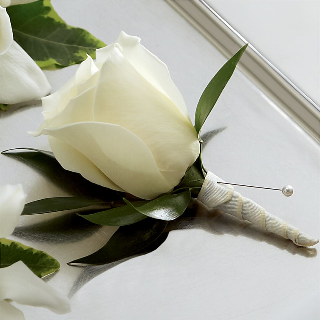 White Rose Boutonniere – Floral Boutique, Lynnfield MA