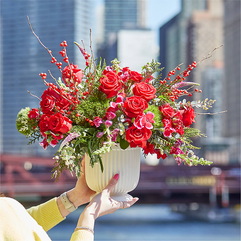 Big Red Bow Bouquet –  Floral Boutique, Lynnfield MA
