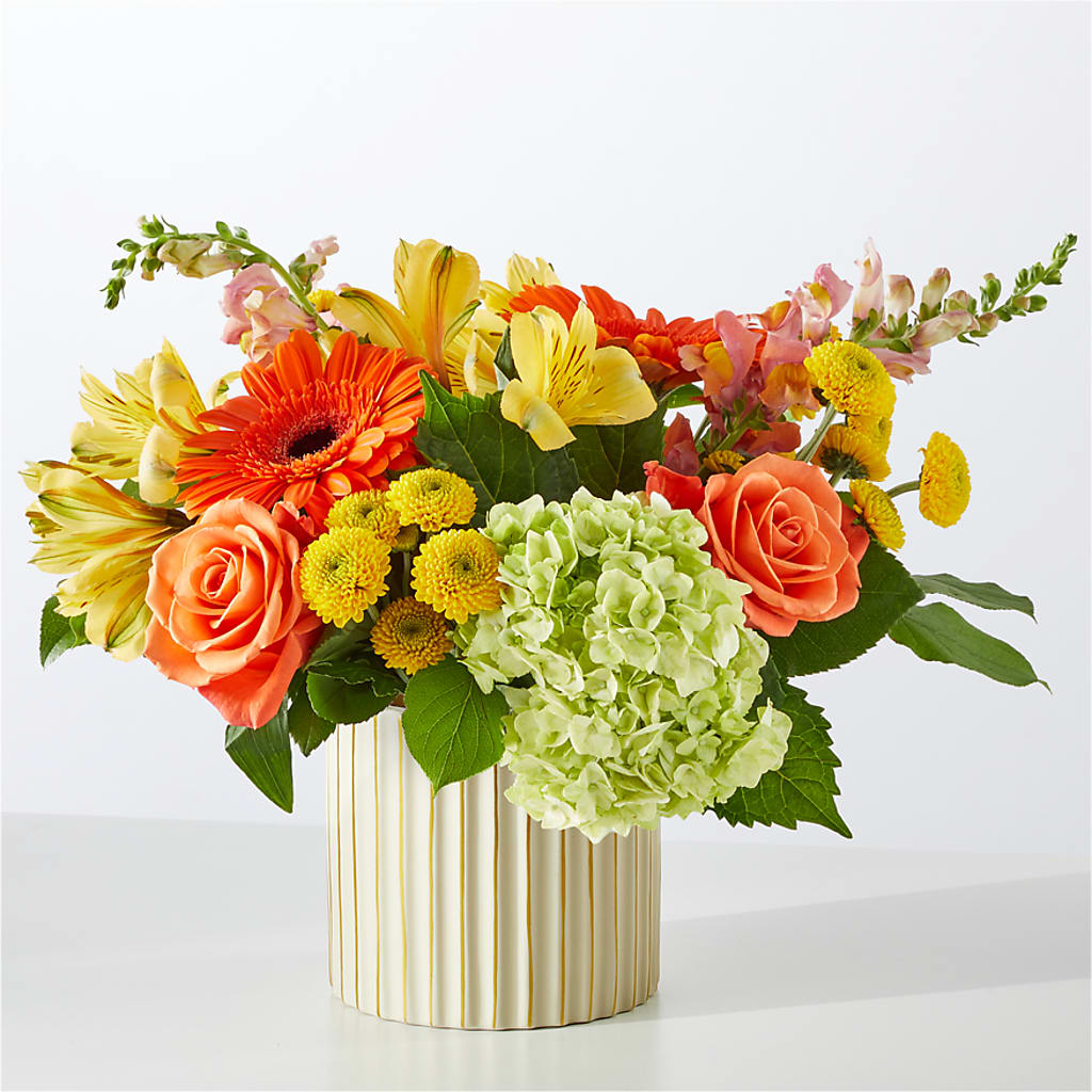 Autumn Sunshine Bouquet with Ivory Vase –  Floral Boutique, Lynnfield MA