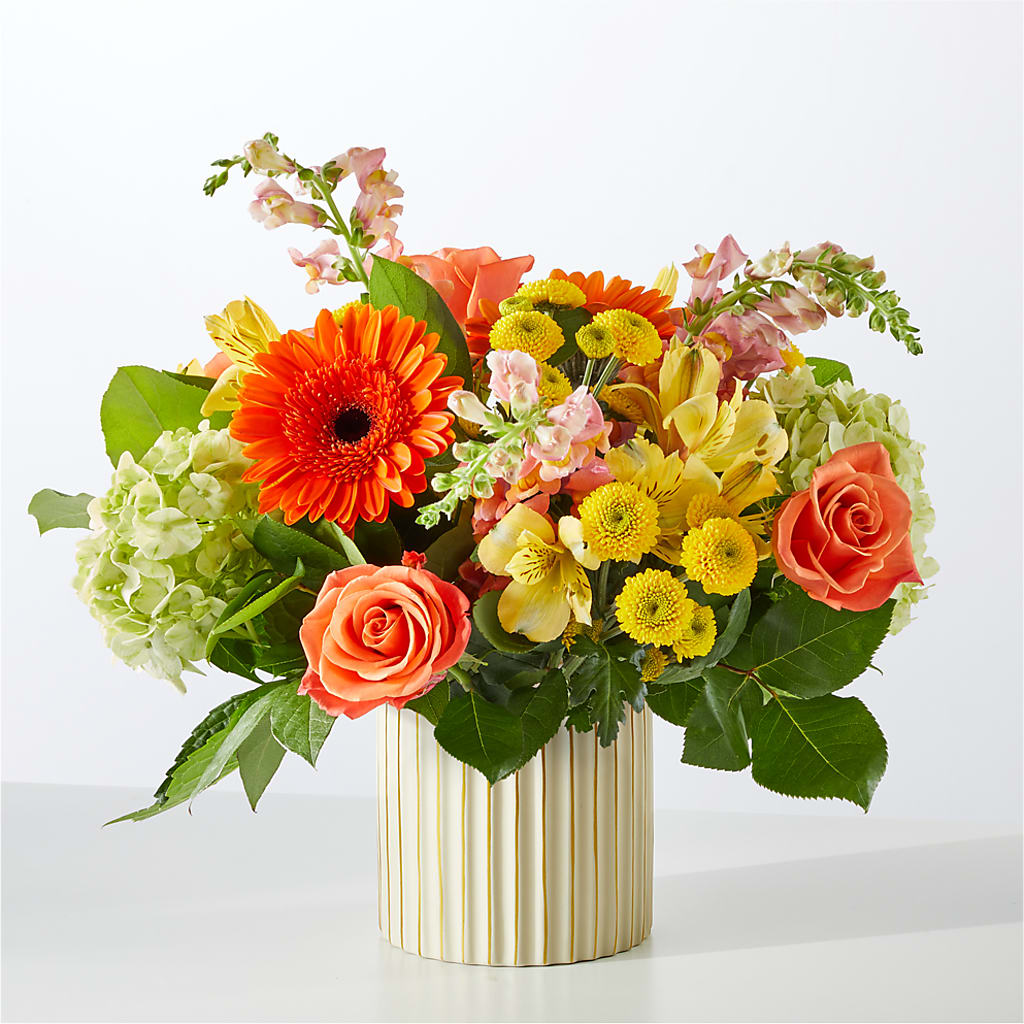 Autumn Sunshine Bouquet with Ivory Vase –  Floral Boutique, Lynnfield MA