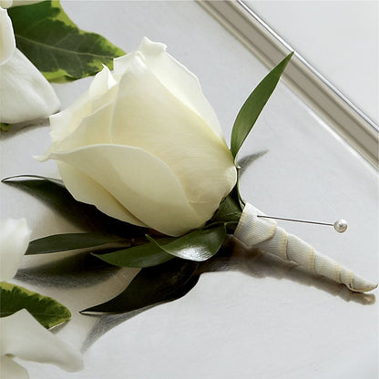 White Rose Boutonniere –  Floral Boutique, Lynnfield MA